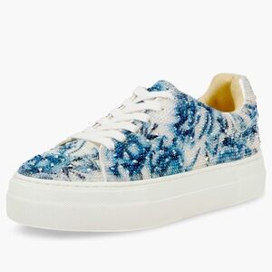 Gorgeous Betsy Johnson SIDNY Blue/White rhinestone embellished Women's Sneakers
